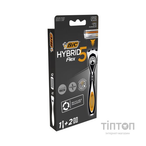 Бритва Bic Flex 5 Hybrid з 2 змінними картриджами (3086123644922)