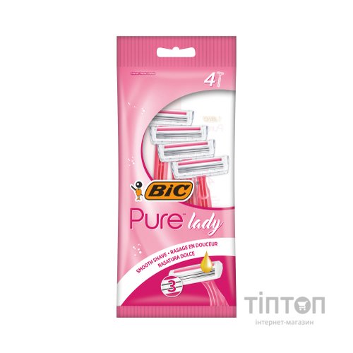 Бритва Bic Pure 3 Lady Pink 4 шт. (3086123363816)