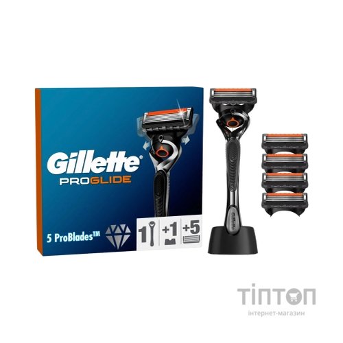 Бритва Gillette Fusion ProGlide з 5 змінними картриджами + Підставка (8700216357227)