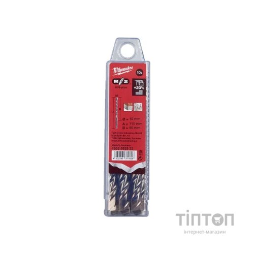 Бур Milwaukee SDS-PLUS M2, 10,0х110х50мм, 10шт (4932352522)