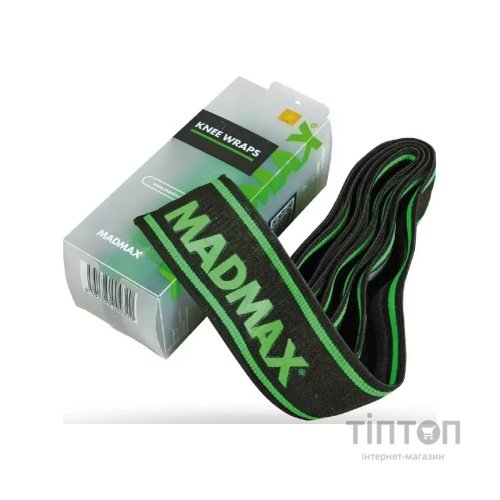 Бинт для спорту MadMax MFA-299 для колін Non slide slip knee wraps 2.0m Black/Green (MFA-299-U)