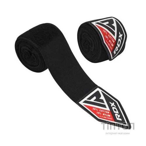 Бинт для спорту RDX для боксу WX Professional Boxing Hand Wraps Black (4.5м.) (HWX-RB+)