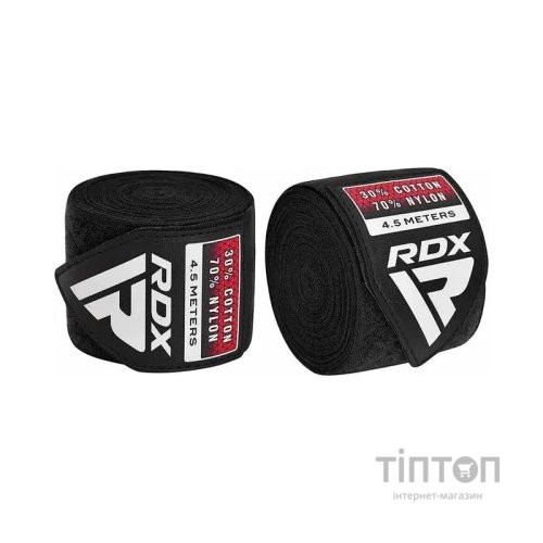 Бинт для спорту RDX для боксу WX Professional Boxing Hand Wraps Black (4.5м.) (HWX-RB+)