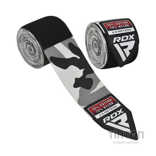 Бинт для спорту RDX для боксу WX Professional Boxing Hand Wraps Camo Grey (4.5м.) (HWX-RC+)