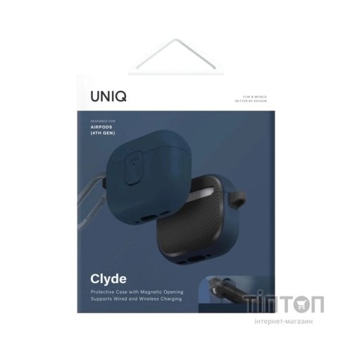 Чохол для навушників Uniq Clyde для AirPods 4 Lock Case Blue (8886463693209)