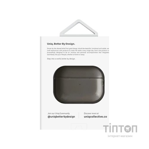 Чохол для навушників Uniq Glase AirPods Pro 2 gen Glossy Smoke (8886463683590)
