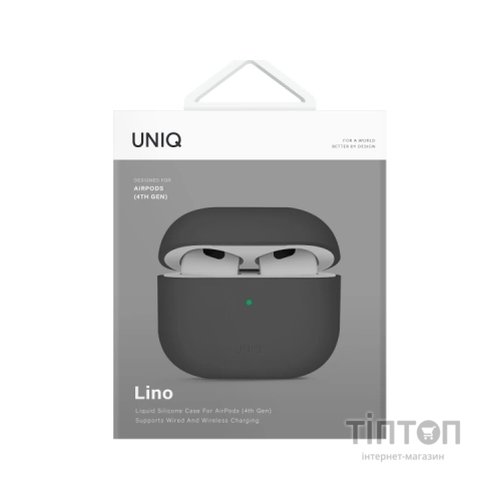 Чохол для навушників Uniq Lino AirPods 4 Silicone Ash Grey (8886463691373)