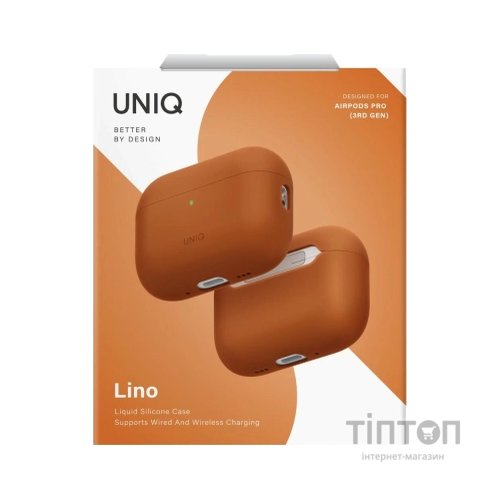 Чохол для навушників Uniq Lino для AirPods Pro 3 gen Silicone Orange (8886463696903)