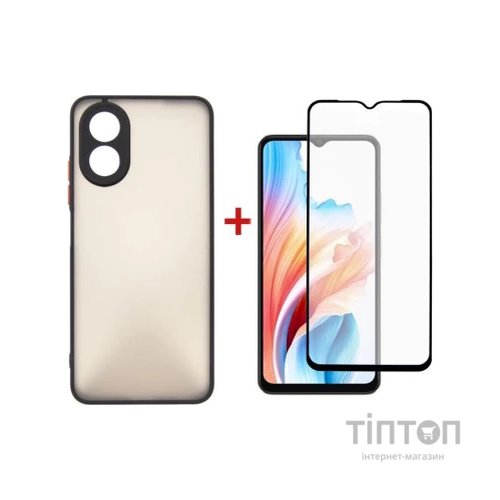 Чохол до мобільного телефона Dengos Kit for OPPO A38 case + glass (Black) (DG-KM-05)