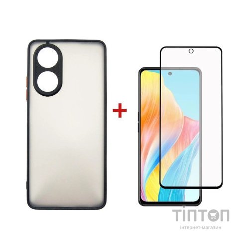 Чохол до мобільного телефона Dengos Kit for OPPO A58 4G case + glass (Black) (DG-KM-36)