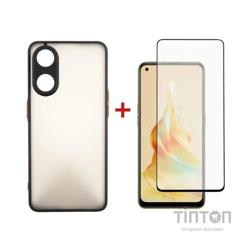 Чохол до мобільного телефона Dengos Kit for OPPO Reno 8T case + glass (Black) (DG-KM-33)
