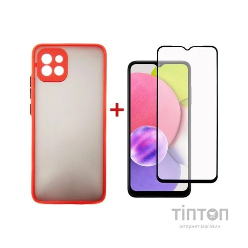 Чохол до мобільного телефона Dengos Kit for Samsung Galaxy A03 case + glass (Red) (DG-KM-23)