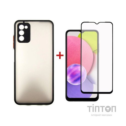 Чохол до мобільного телефона Dengos Kit for Samsung Galaxy A03s case + glass (Black) (DG-KM-24)