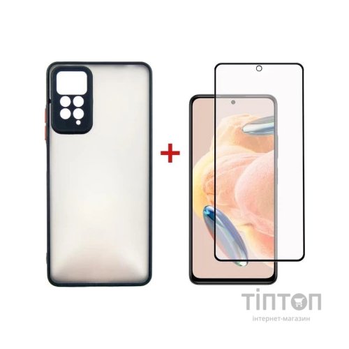 Чохол до мобільного телефона Dengos Kit for Xiaomi Redmi Note 12 Pro 4g case + glass (Black) (DG-KM-29)