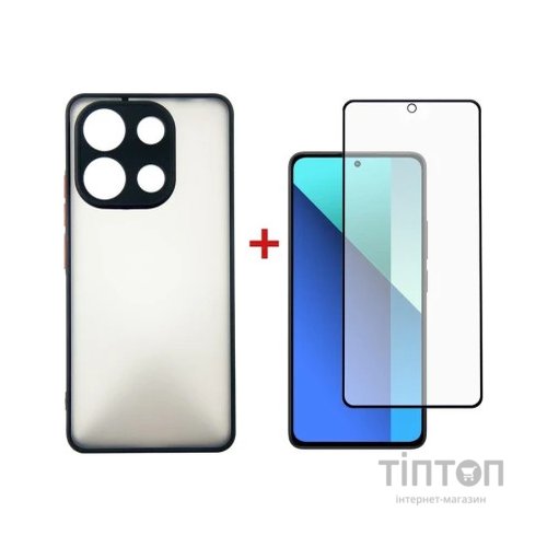 Чохол до мобільного телефона Dengos Kit for Xiaomi Redmi Note 13 4G case + glass (Black) (DG-KM-66)