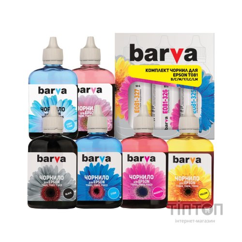Чорнило Barva Epson P50/T50/R270/TX650) B/C/M/Y/LC/LM (6х90 г) SET (E081-090-MP)