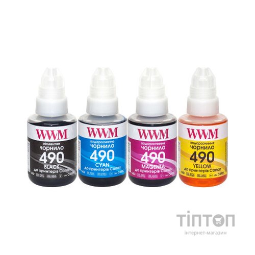 Чорнило WWM Canon GI-490, 140г*4 (BP/C/M/Y) (C490SET4)