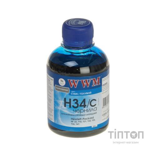 Чорнило WWM H34/C Cyan 200мл для HP №22/134/121