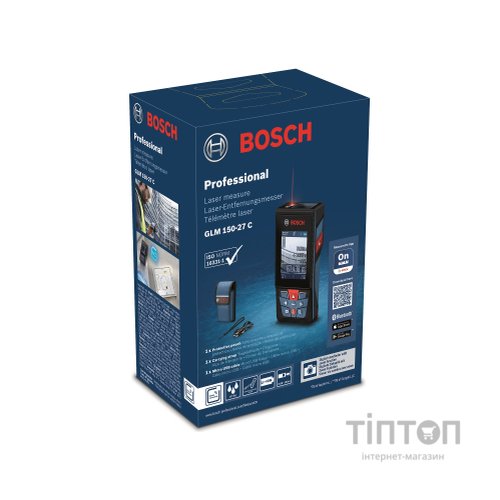 Далекомір Bosch GLM 150-27 C, 0.08–100м, ±1.5мм, 0-360°, Bluetooth, чохол, 0.21кг (0.601.072.Z00)