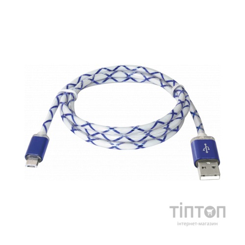 Дата кабель Defender USB08-03LT USB - Micro USB, BlueLED backlight, 1m (87555)