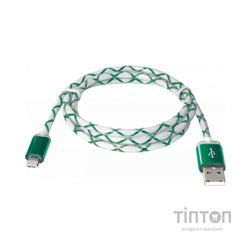 Дата кабель Defender USB08-03LT USB - Micro USB, GreenLED backlight, 1m (87557)