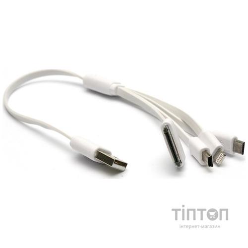 Дата кабель PowerPlant USB 2.0 AM - Mini Micro, Lightning, I-Pod, 0.5 м (KABUSBALL)