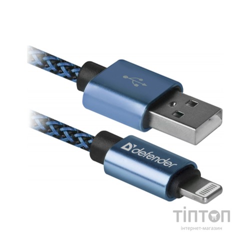 Дата кабель USB 2.0 AM to Lightning 1.0m ACH01-03T 2.1A blue Defender (87811)