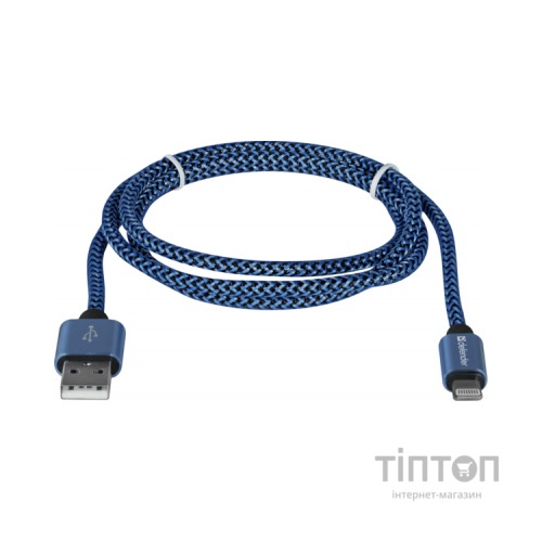 Дата кабель USB 2.0 AM to Lightning 1.0m ACH01-03T 2.1A blue Defender (87811)