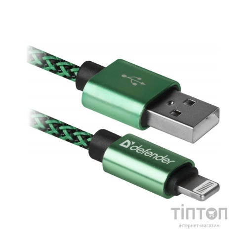 Дата кабель USB 2.0 AM to Lightning 1.0m ACH01-03T 2.1A green Defender (87810)