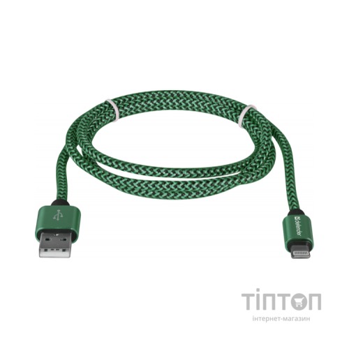 Дата кабель USB 2.0 AM to Lightning 1.0m ACH01-03T 2.1A green Defender (87810)