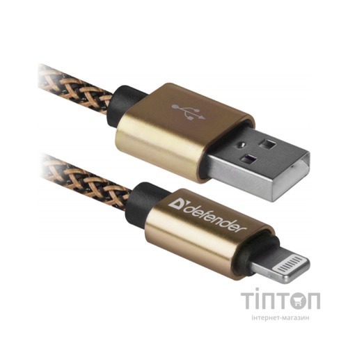 Дата кабель USB 2.0 AM to Lightning 1.0m gold Defender (87806)