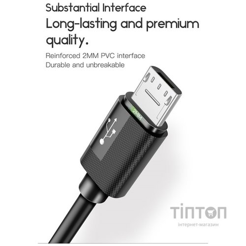 Дата кабель USB 2.0 AM to Micro 5P 0.3m Nets T-M801 Black T-Phox (T-M801 Black)
