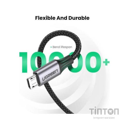 Дата кабель USB 2.0 AM to Micro 5P 1.0m US290 Aluminum Braid Black Ugreen (60146)