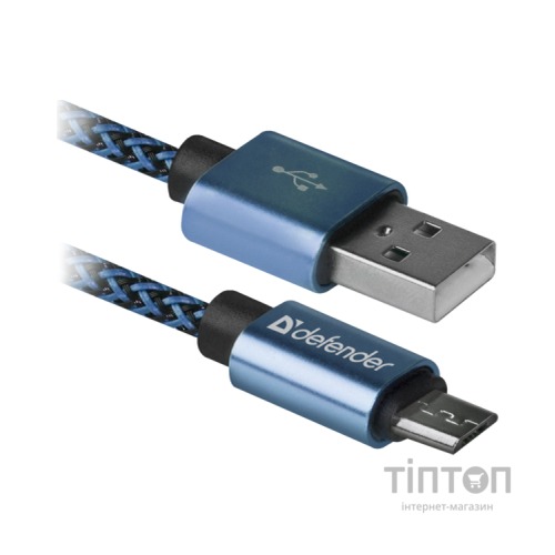 Дата кабель USB 2.0 AM to Micro 5P 1.0m USB08-03T blue Defender (87805)