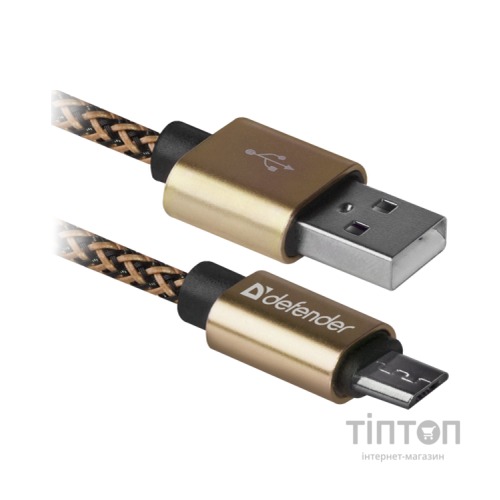 Дата кабель USB 2.0 AM to Micro 5P 1.0m USB08-03T gold Defender (87800)