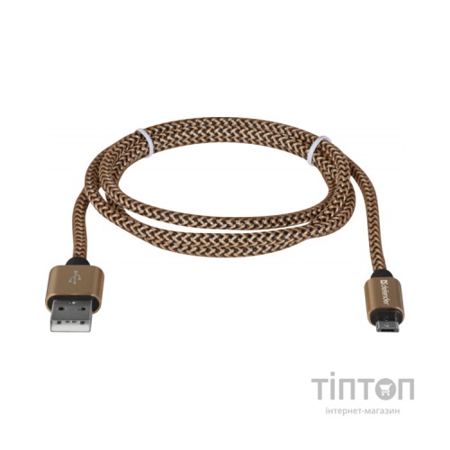 Дата кабель USB 2.0 AM to Micro 5P 1.0m USB08-03T gold Defender (87800)