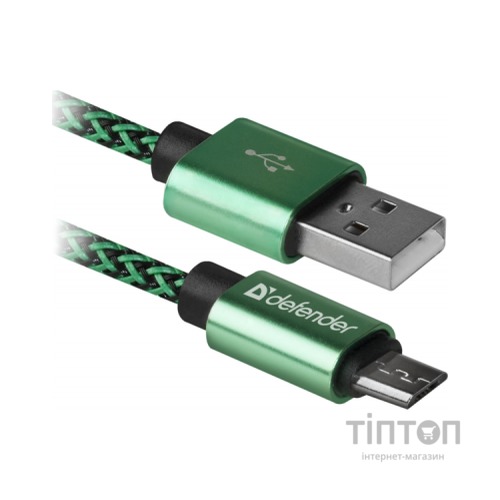 Дата кабель USB 2.0 AM to Micro 5P 1.0m USB08-03T green Defender (87804)