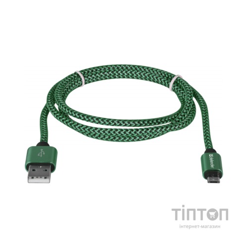 Дата кабель USB 2.0 AM to Micro 5P 1.0m USB08-03T green Defender (87804)