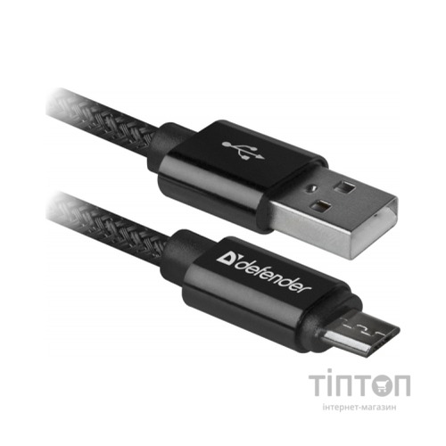 Дата кабель USB 2.0 AM to Micro 5P 1.0m USB08-03T PRO black Defender (87802)