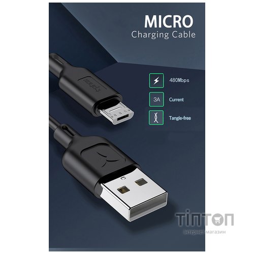 Дата кабель USB 2.0 AM to Micro 5P 1.2m Fast T-M829 T-Phox (T-M829 Black)