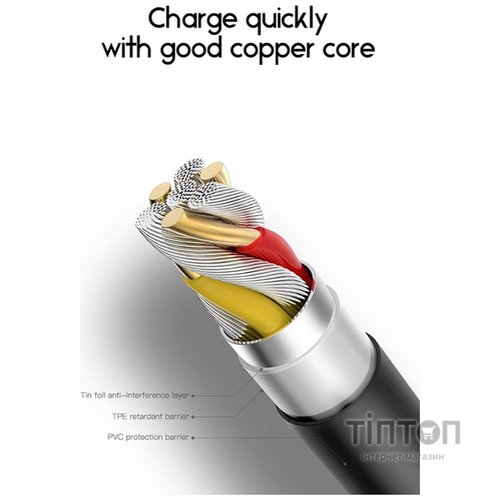 Дата кабель USB 2.0 AM to Micro 5P 1.2m Fast T-M829 T-Phox (T-M829 Black)