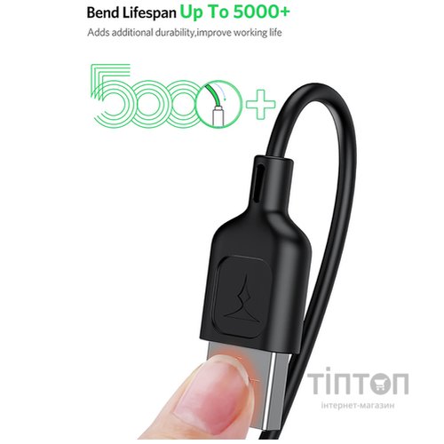 Дата кабель USB 2.0 AM to Micro 5P 1.2m Fast T-M829 T-Phox (T-M829 Black)