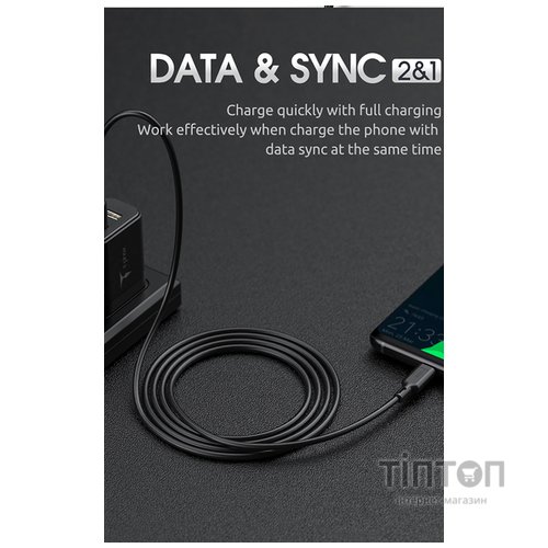 Дата кабель USB 2.0 AM to Micro 5P 1.2m Fast T-M829 T-Phox (T-M829 Black)