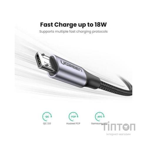 Дата кабель USB 2.0 AM to Micro 5P 2.0m US290 Aluminum Braid Black Ugreen (60148)