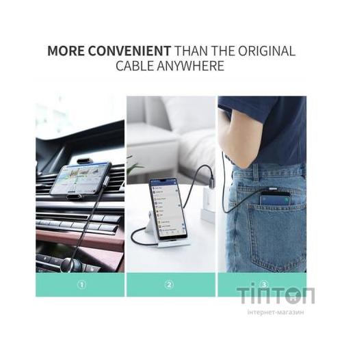 Дата кабель USB 2.0 AM to Type-C 1.0m US284 Angled Alum. Braid Black Ugreen (50941)