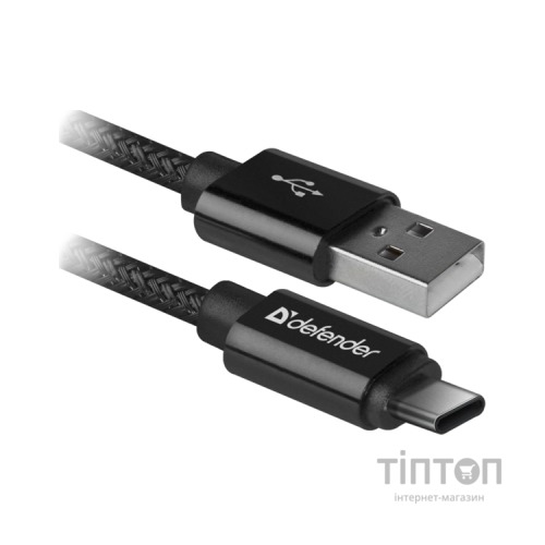 Дата кабель USB 2.0 AM to Type-C 1.0m USB09-03T PRO Black Defender (87814)