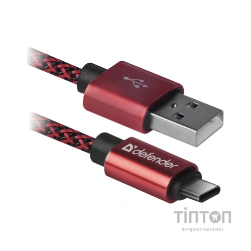 Дата кабель USB 2.0 AM to Type-C 1.0m USB09-03T PRO red Defender (87813)