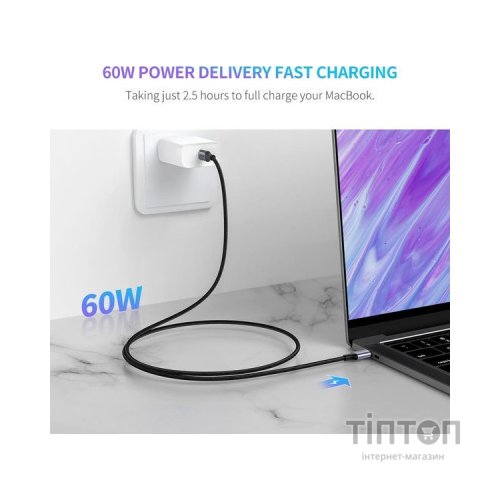 Дата кабель USB-C to USB-C 1.0m US261 3A Alum. Braid Gray\Black Ugreen (50150)