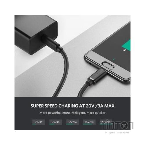Дата кабель USB-C to USB-C 1.0m US286 3A Black Ugreen (50997)