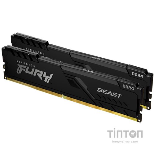 Модуль пам'яті для комп'ютера DDR4 32GB (2x16GB) 3200 MHz Fury Beast Black Kingston Fury (ex.HyperX) (KF432C16BBK2/32)